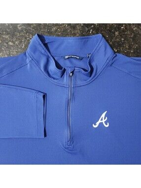 Cutter Buck Atlanta Braves ¼ Zip Performance Stretch Golf Sport Casual Mens 3XT